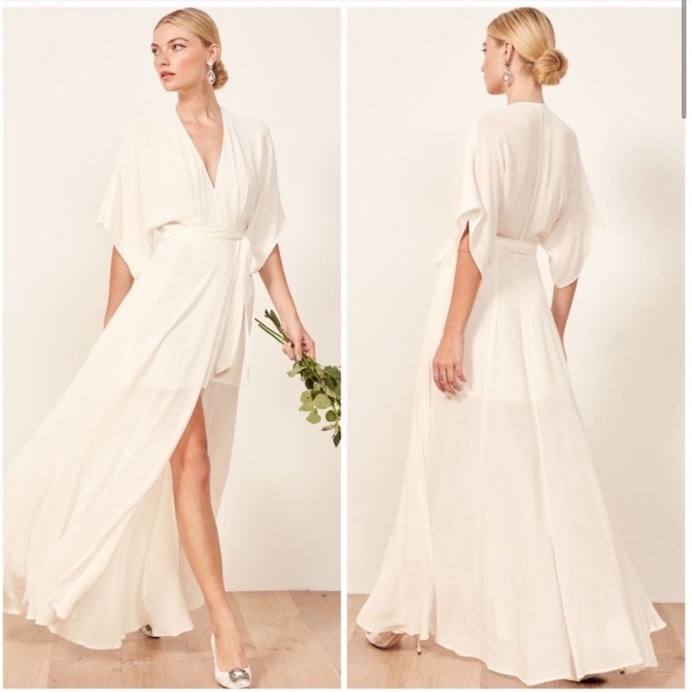 Reformation Winslow Wrap Dress White Ivory‎ Size S